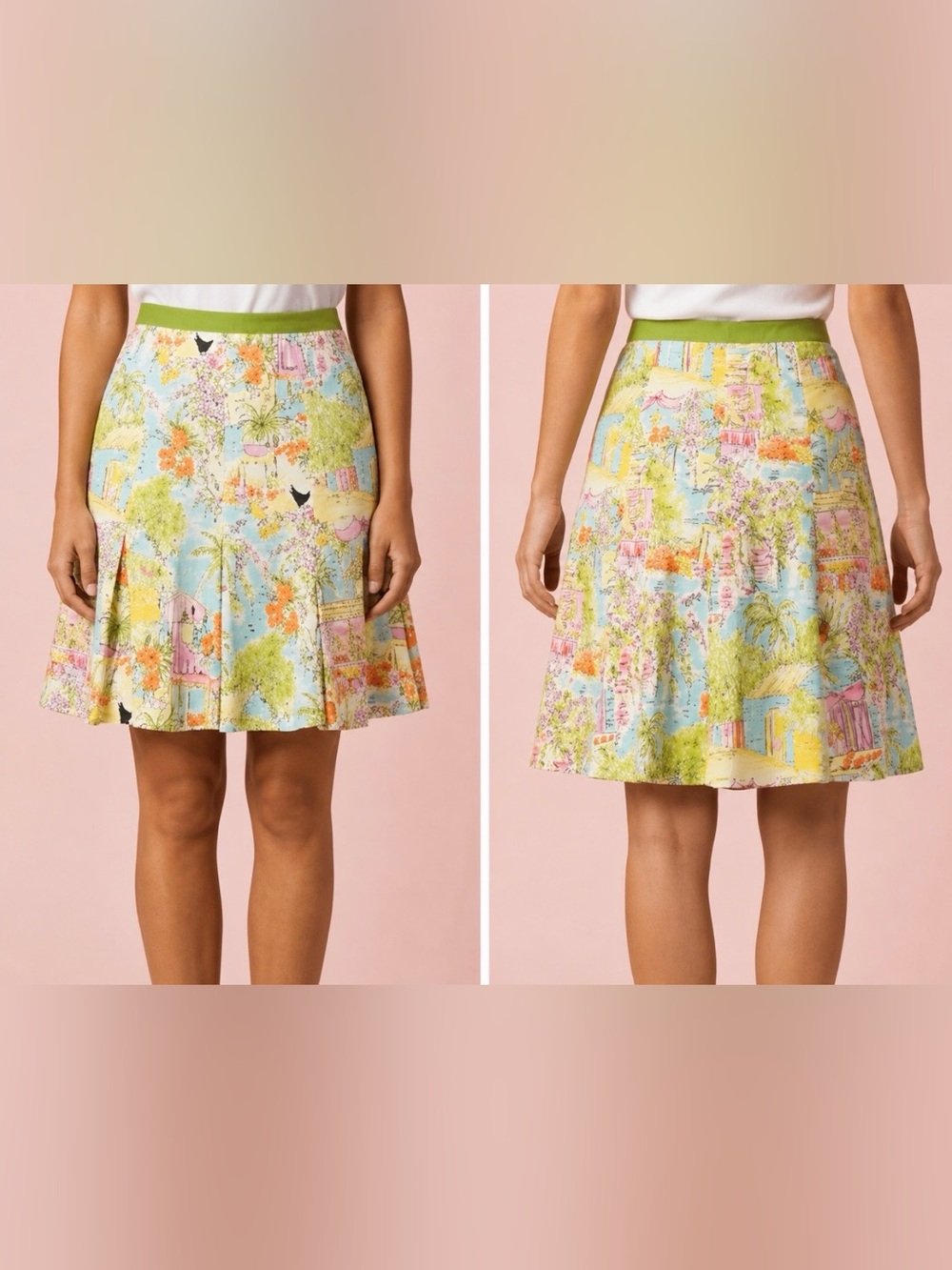 BECK & MAX Floral Pastel Pleated A-Line Skirt - Multicolor
